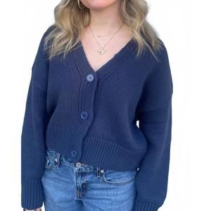 NEW DELUC ayden cotton blend cardigan in navy